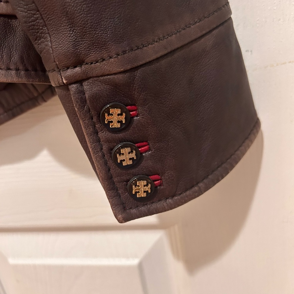 Vintage Tory Burch Sgt Pepper Brown Leather Jacket - Picture 5 of 6